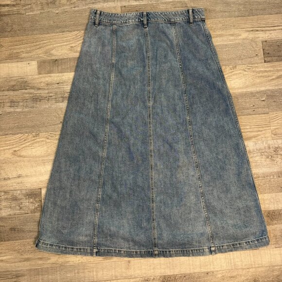 Gap Medium Wash Button Down Denim Midi Skirt Belt Loops N26 - Picture 3 of 6